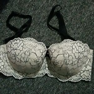 Victorias Secret bedazzled white black floral lace